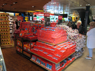 Image of the pile of chocolate in the grocery store